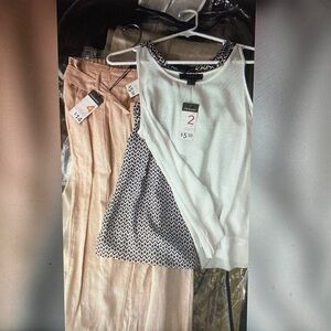 Primark linen pants with two tank style shirts NWTs